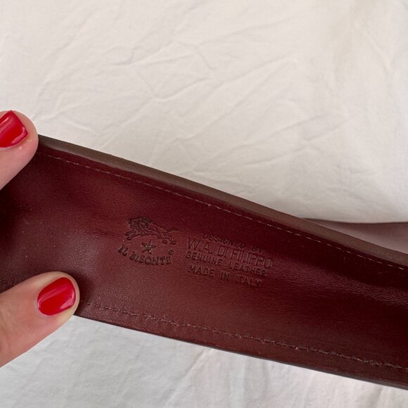 Il Bisonte Dark Bordeaux Red Leather Zipper Pouch Clutch - Picture 10 of 11